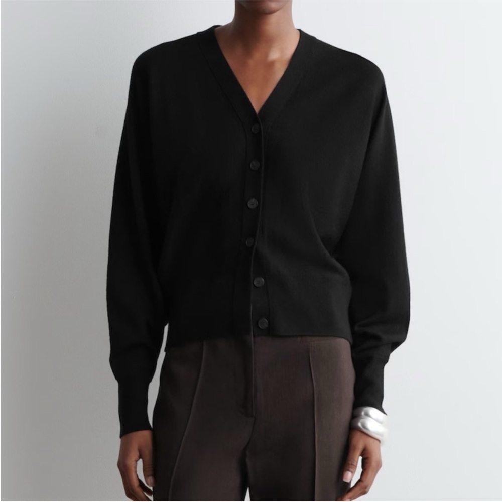 COS Black Pure Wool Cardigan Sweater